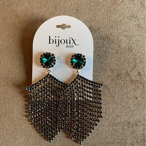 Bijoux Bar Gold and emerald Statement Earrings